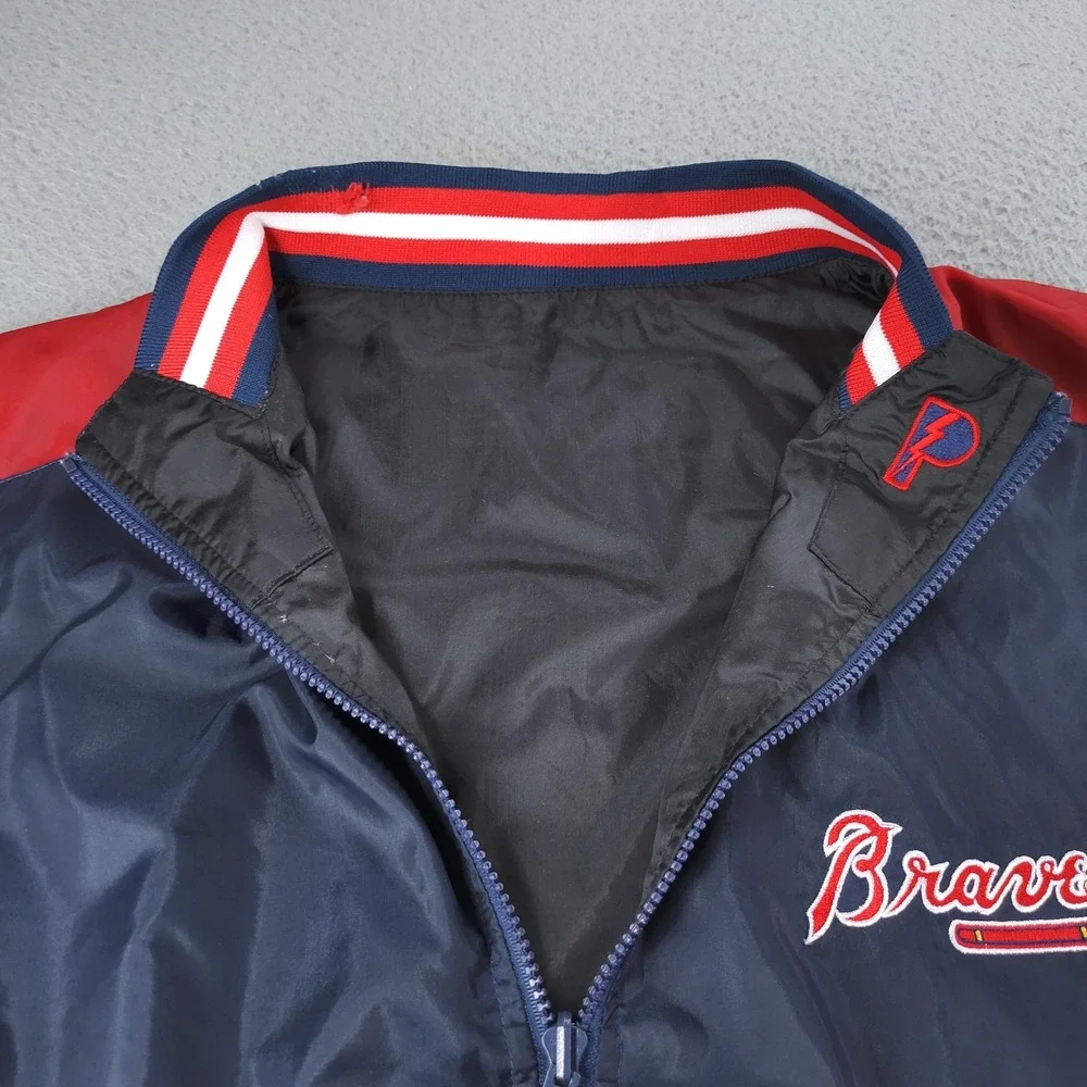 Vintage Atlanta Braves Jacket Pullover Mens XL Pro Player Reversible Blue 90s